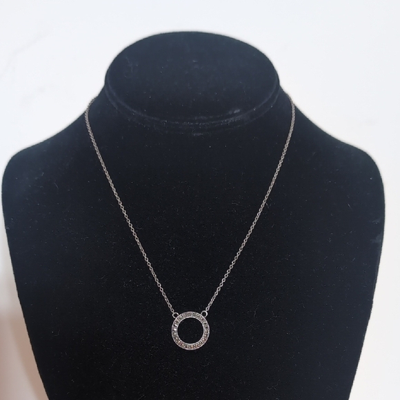 Sterling Silver Circle Sparkle Necklace - Picture 1 of 4